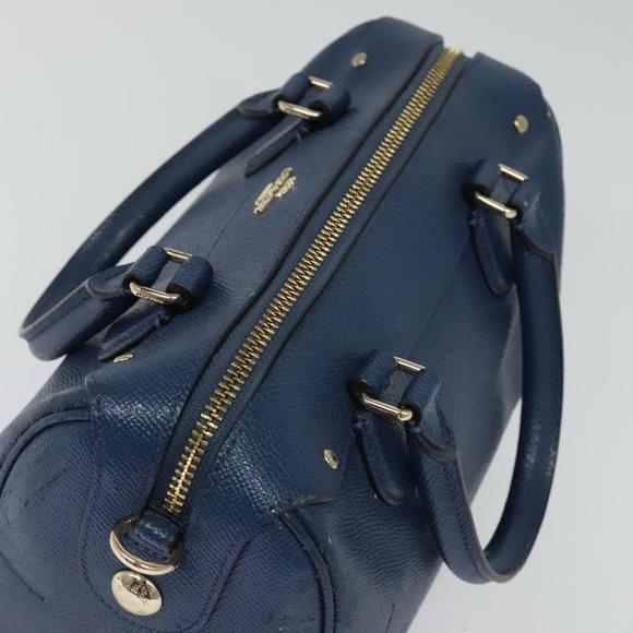 Coach Hand Bag Leather 2way Blue Gold Auth bs24027 - Picture 6 of 16
